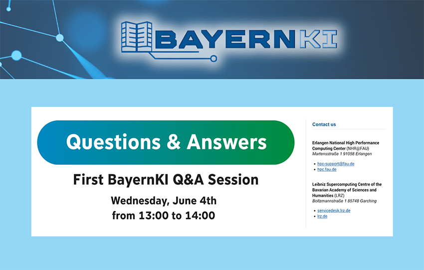 A screenshot of a fictional page on the BayernKI website with the heading “Questions and Answers”.